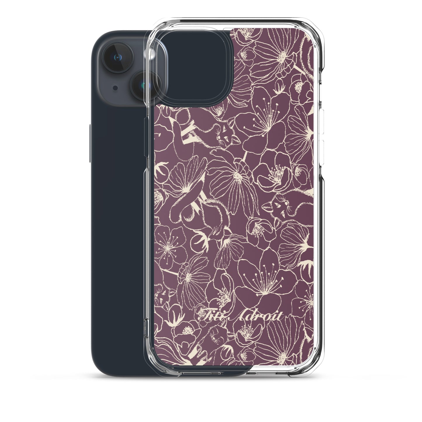 Fox_Flowers_Currant_Cream_Clear_Phonecase_iPhone
