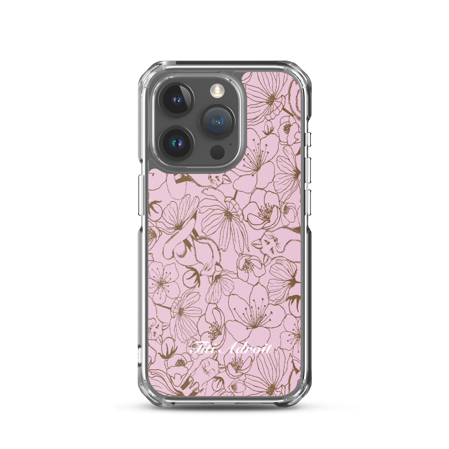 Fox_Flowers_Berry_Pink_Clear_Phonecase_iPhone