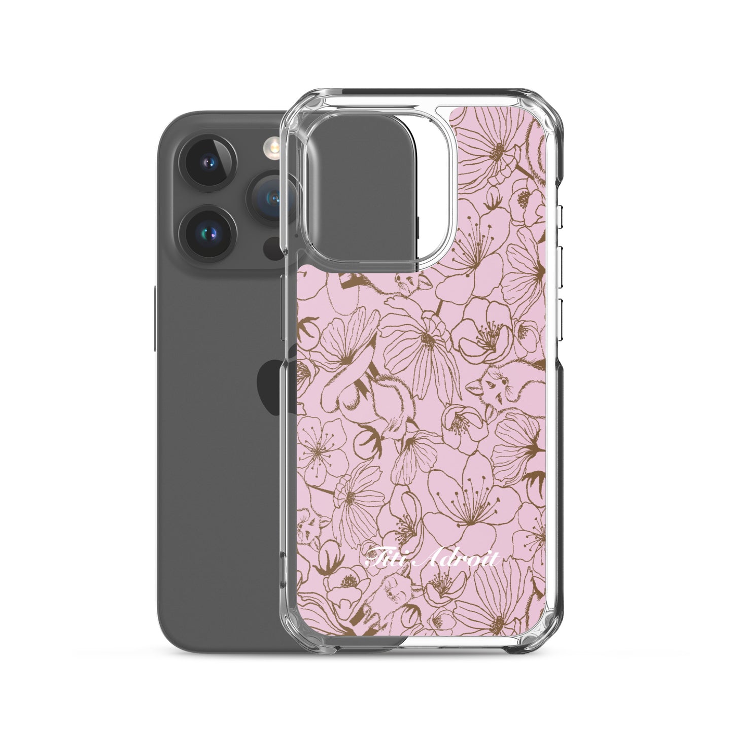 Fox_Flowers_Berry_Pink_Clear_Phonecase_iPhone