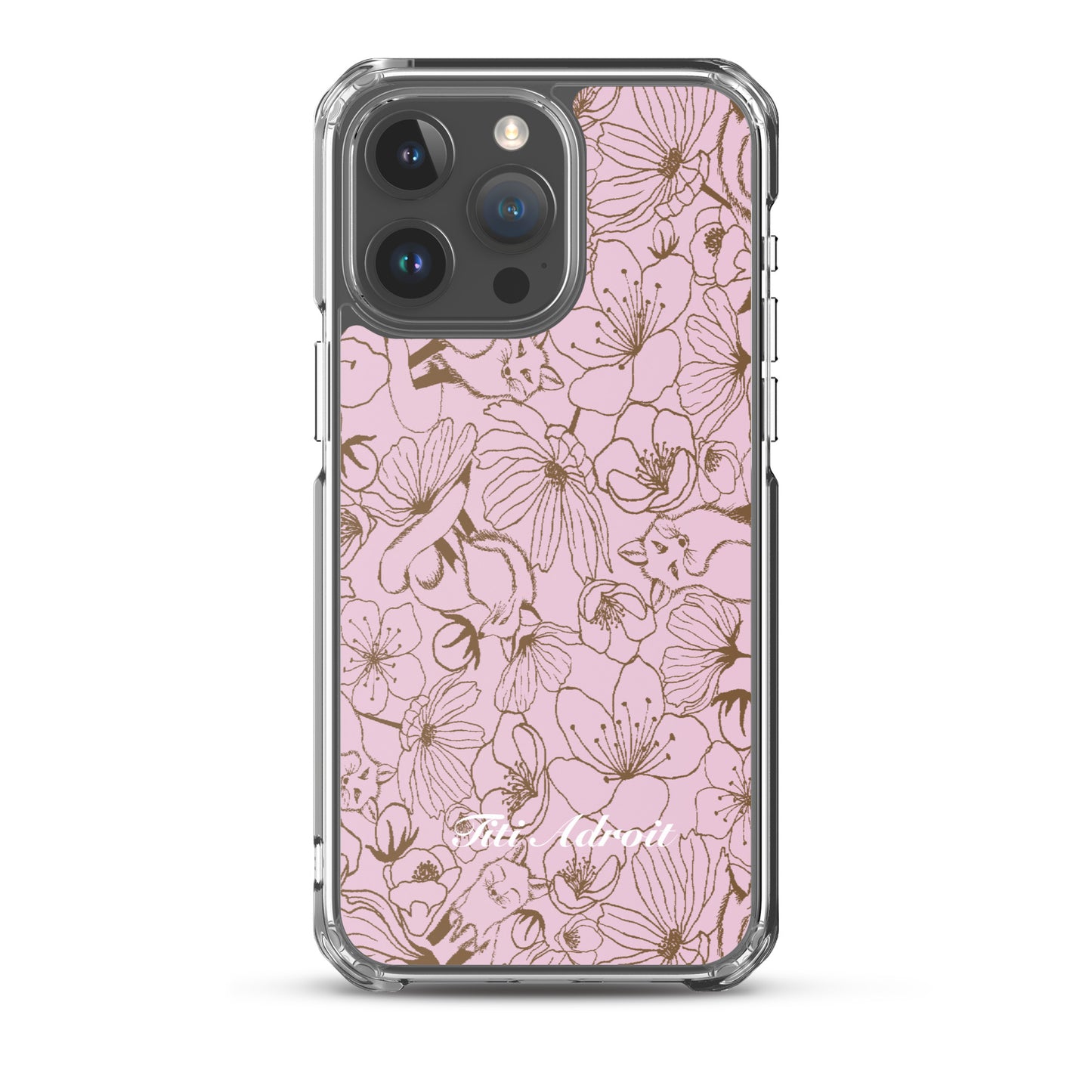 Fox_Flowers_Berry_Pink_Clear_Phonecase_iPhone