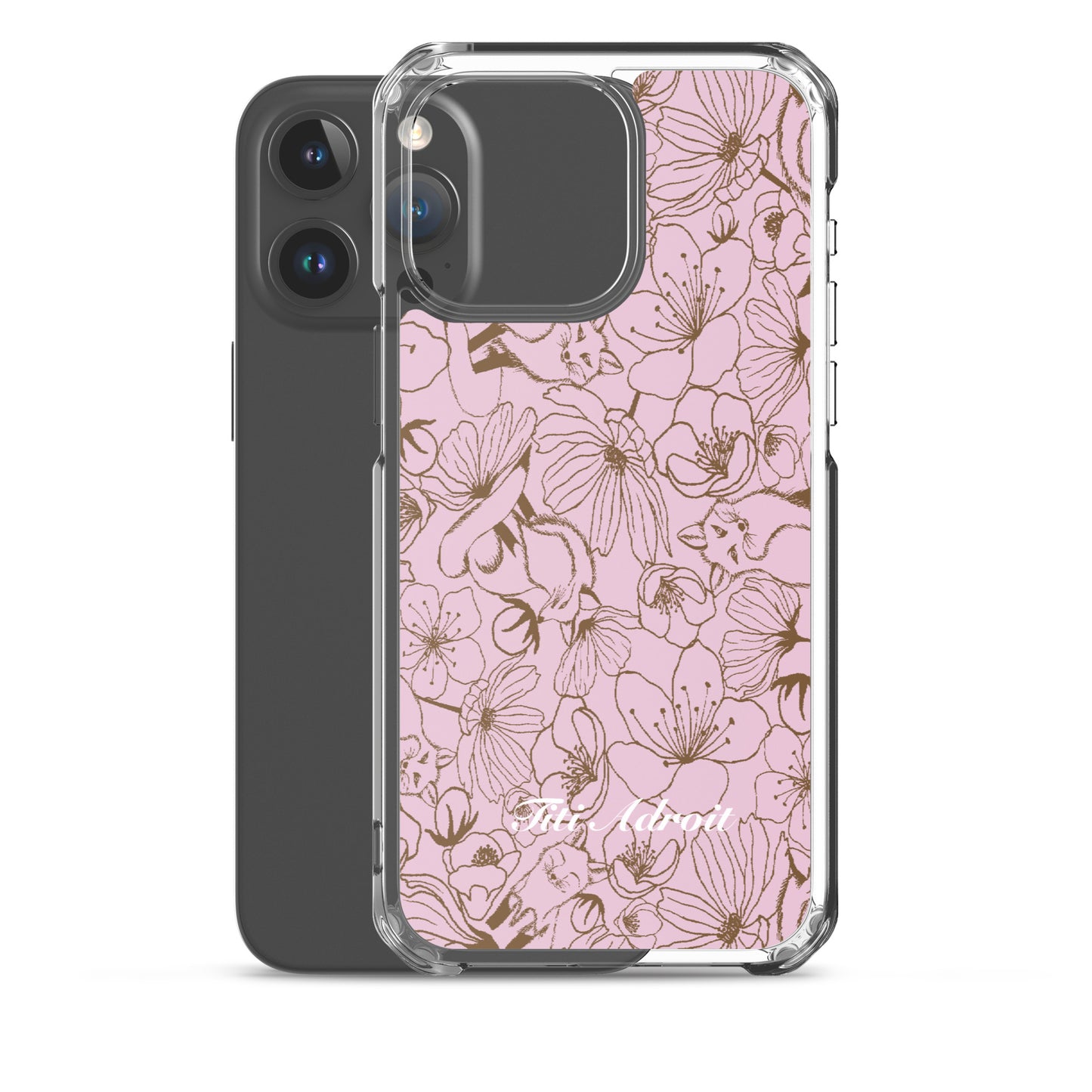 Fox_Flowers_Berry_Pink_Clear_Phonecase_iPhone