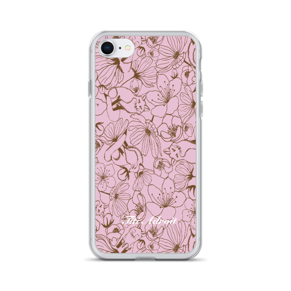 Fox_Flowers_Berry_Pink_Clear_Phonecase_iPhone