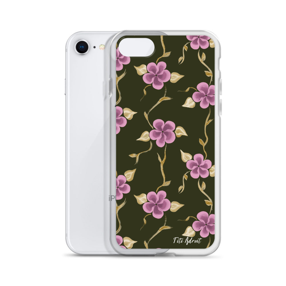 Brunnette_Grape_Flower_Clear_Phonecase_iPhone