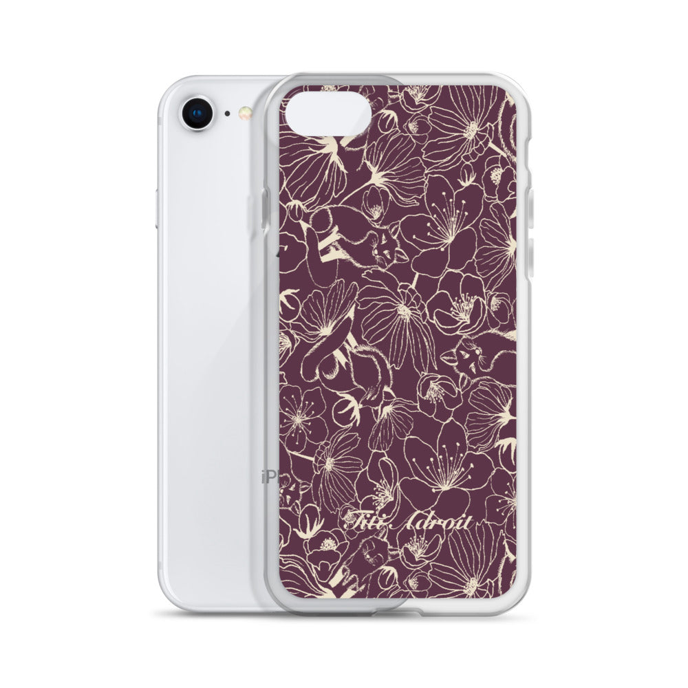 Fox_Flowers_Currant_Cream_Clear_Phonecase_iPhone