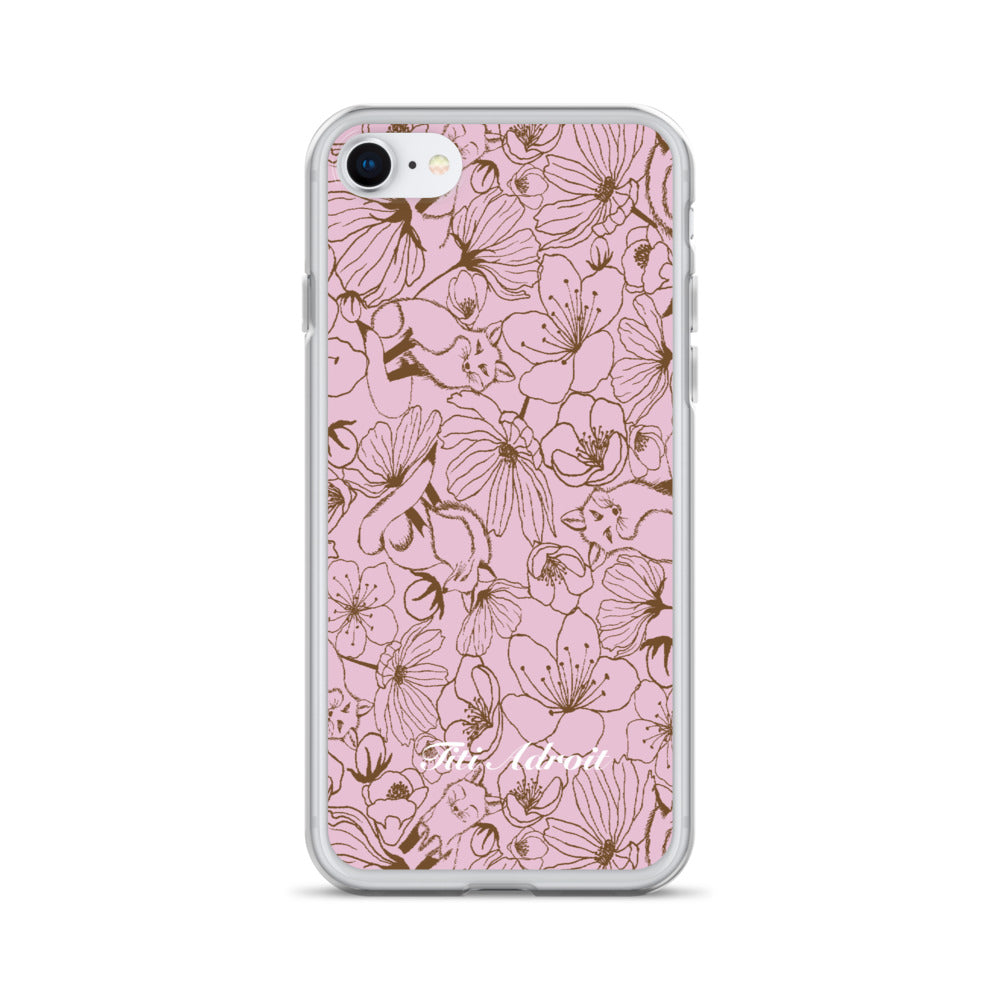 Fox_Flowers_Berry_Pink_Clear_Phonecase_iPhone