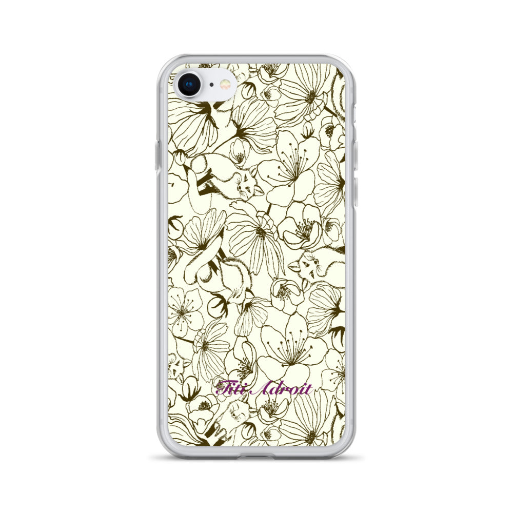 Fox_Flowers_Maohogany_Pearl_Clear_i_Phonecase_iPhone