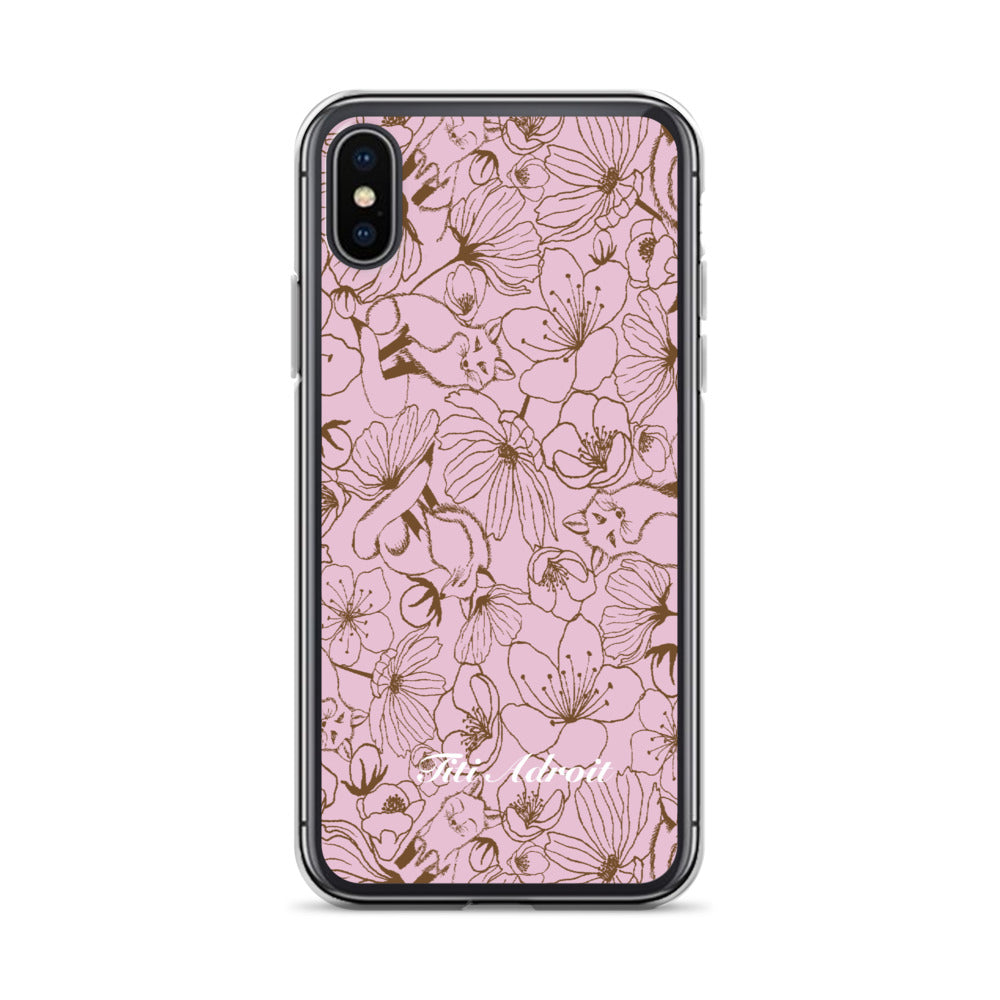 Fox_Flowers_Berry_Pink_Clear_Phonecase_iPhone