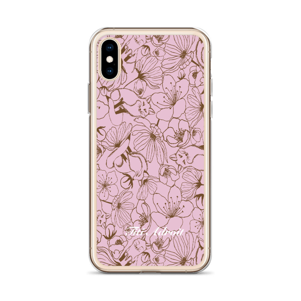 Fox_Flowers_Berry_Pink_Clear_Phonecase_iPhone