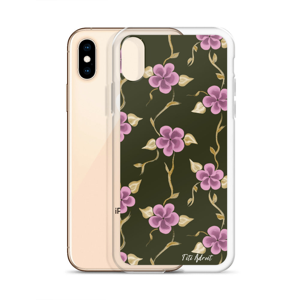 Brunnette_Grape_Flower_Clear_Phonecase_iPhone