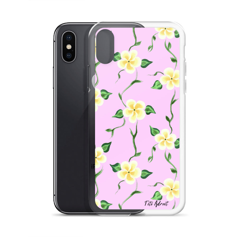 Pink_Banana_Flower_Clear_Phonecase_iPhone