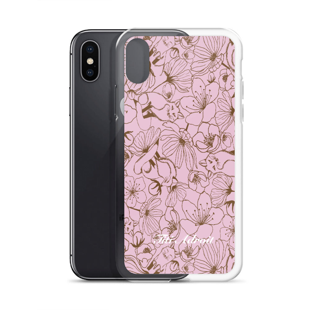 Fox_Flowers_Berry_Pink_Clear_Phonecase_iPhone