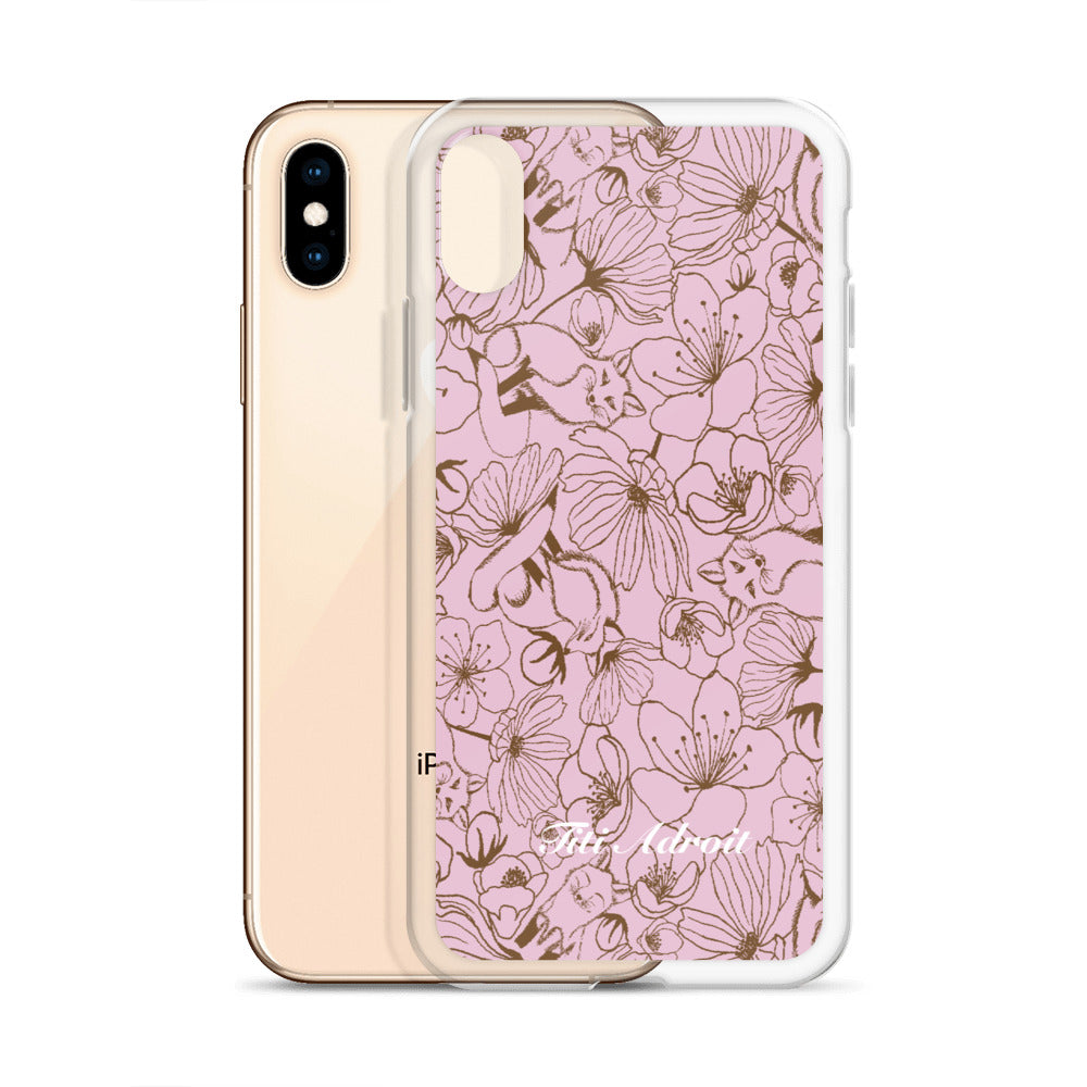 Fox_Flowers_Berry_Pink_Clear_Phonecase_iPhone