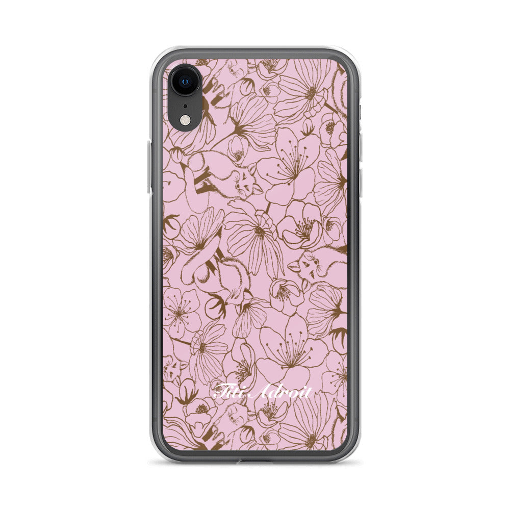 Fox_Flowers_Berry_Pink_Clear_Phonecase_iPhone
