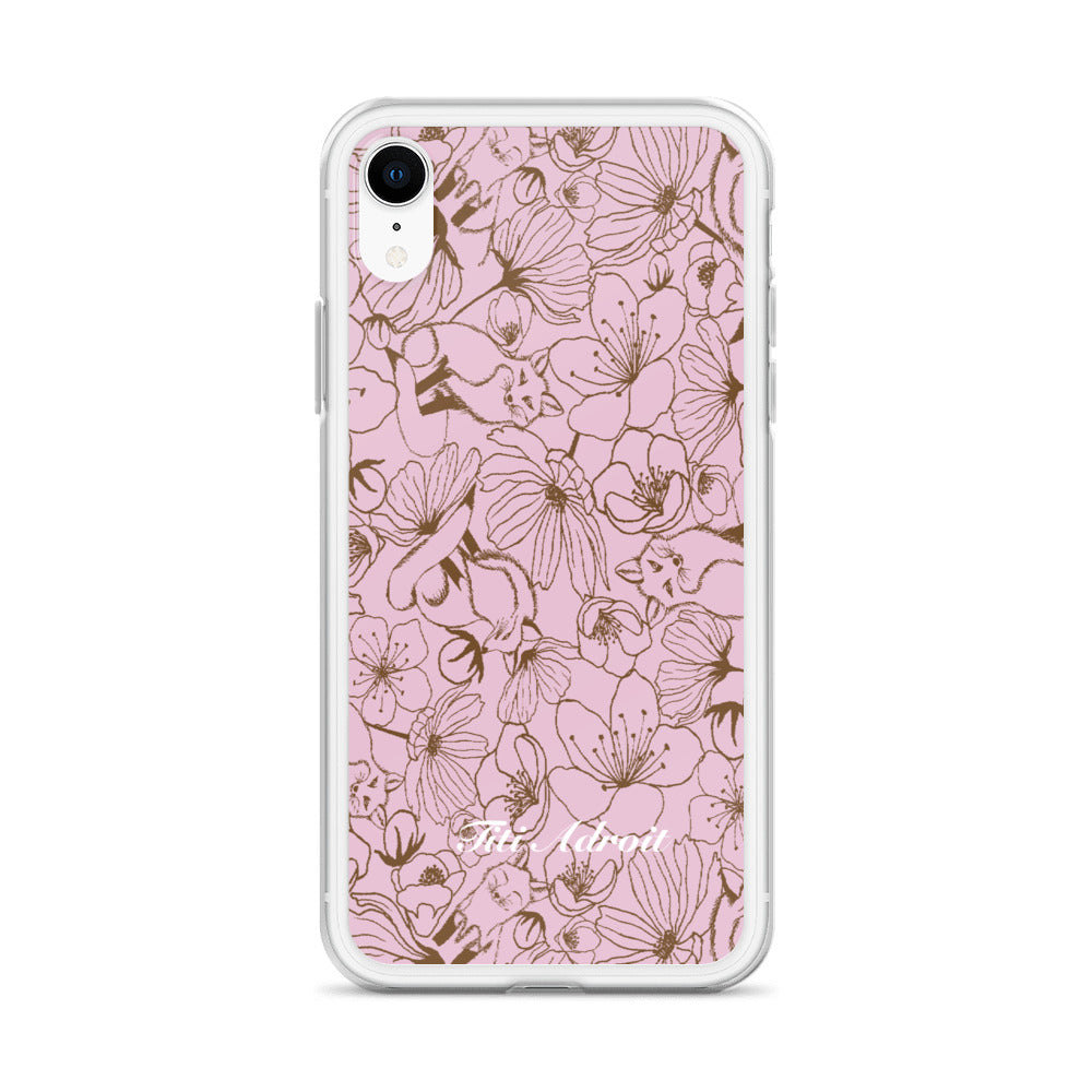 Fox_Flowers_Berry_Pink_Clear_Phonecase_iPhone