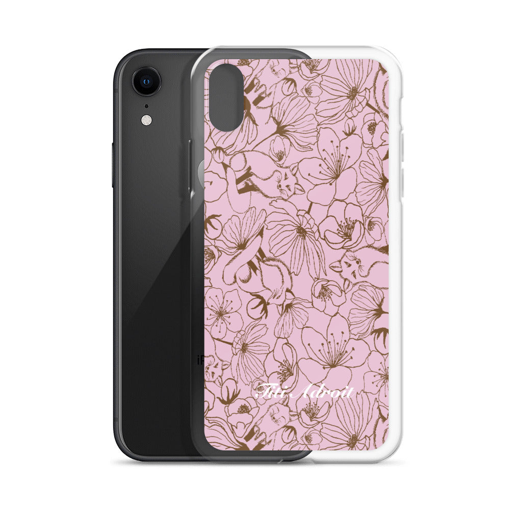 Fox_Flowers_Berry_Pink_Clear_Phonecase_iPhone