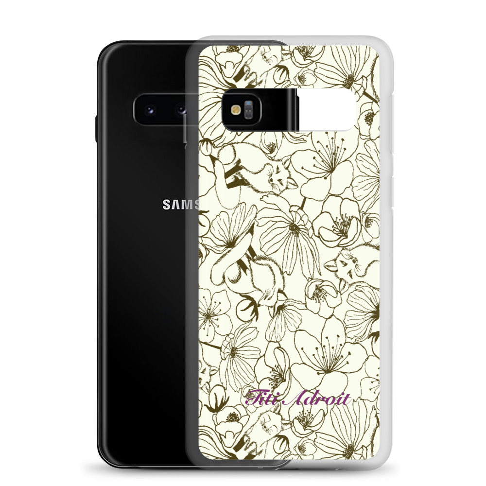 Fox_Flowers_Maohogany_Pearl_Clear_Phonecase_Samsung