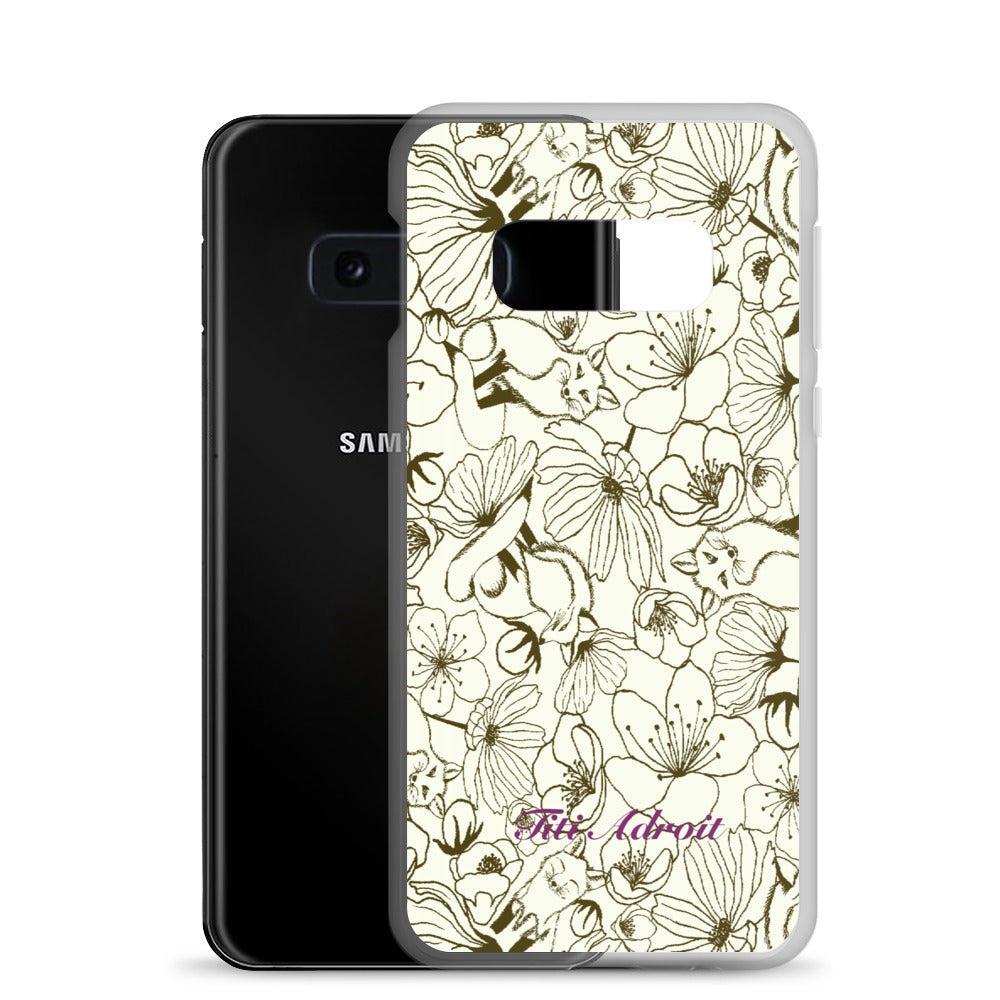 Fox_Flowers_Maohogany_Pearl_Clear_Phonecase_Samsung