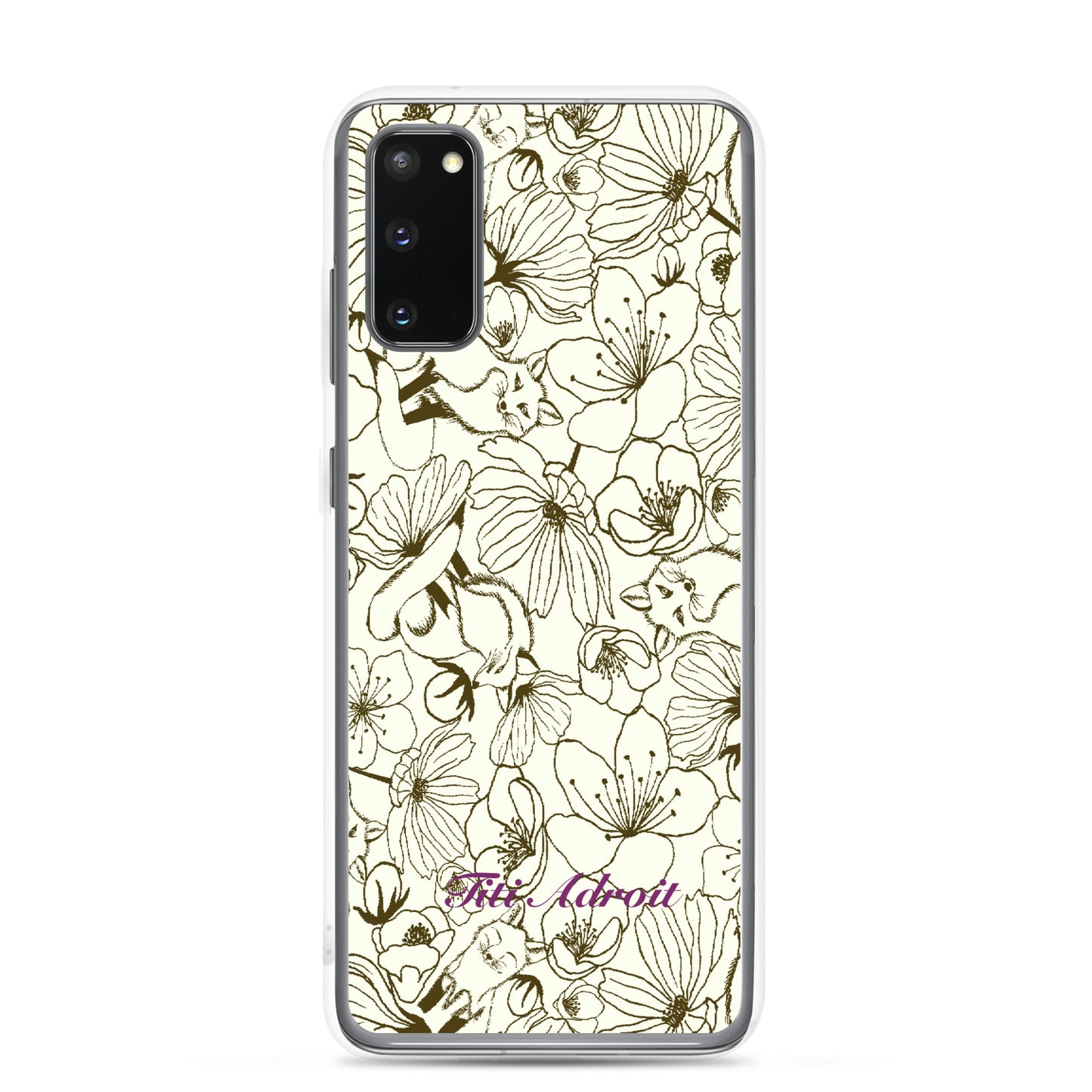 Fox_Flowers_Maohogany_Pearl_Clear_Phonecase_Samsung