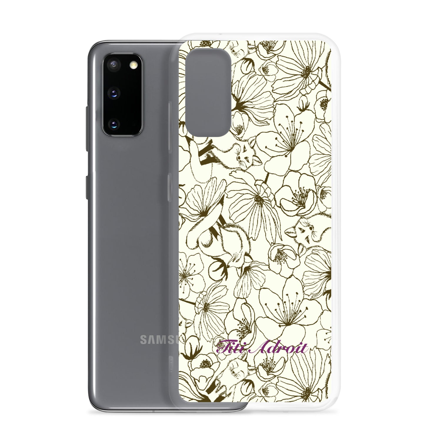 Fox_Flowers_Maohogany_Pearl_Clear_Phonecase_Samsung