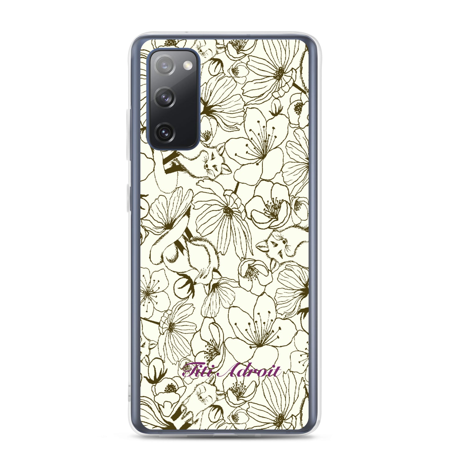 Fox_Flowers_Maohogany_Pearl_Clear_Phonecase_Samsung