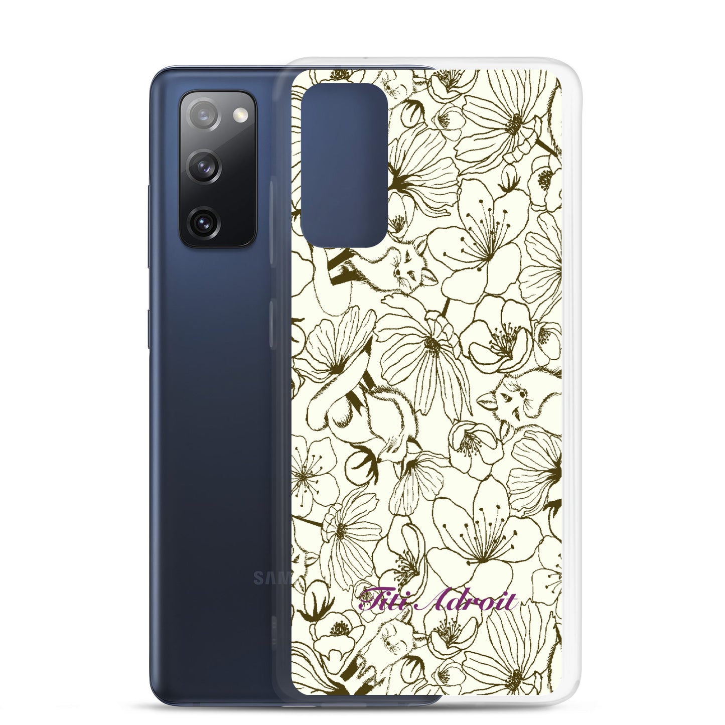 Fox_Flowers_Maohogany_Pearl_Clear_Phonecase_Samsung