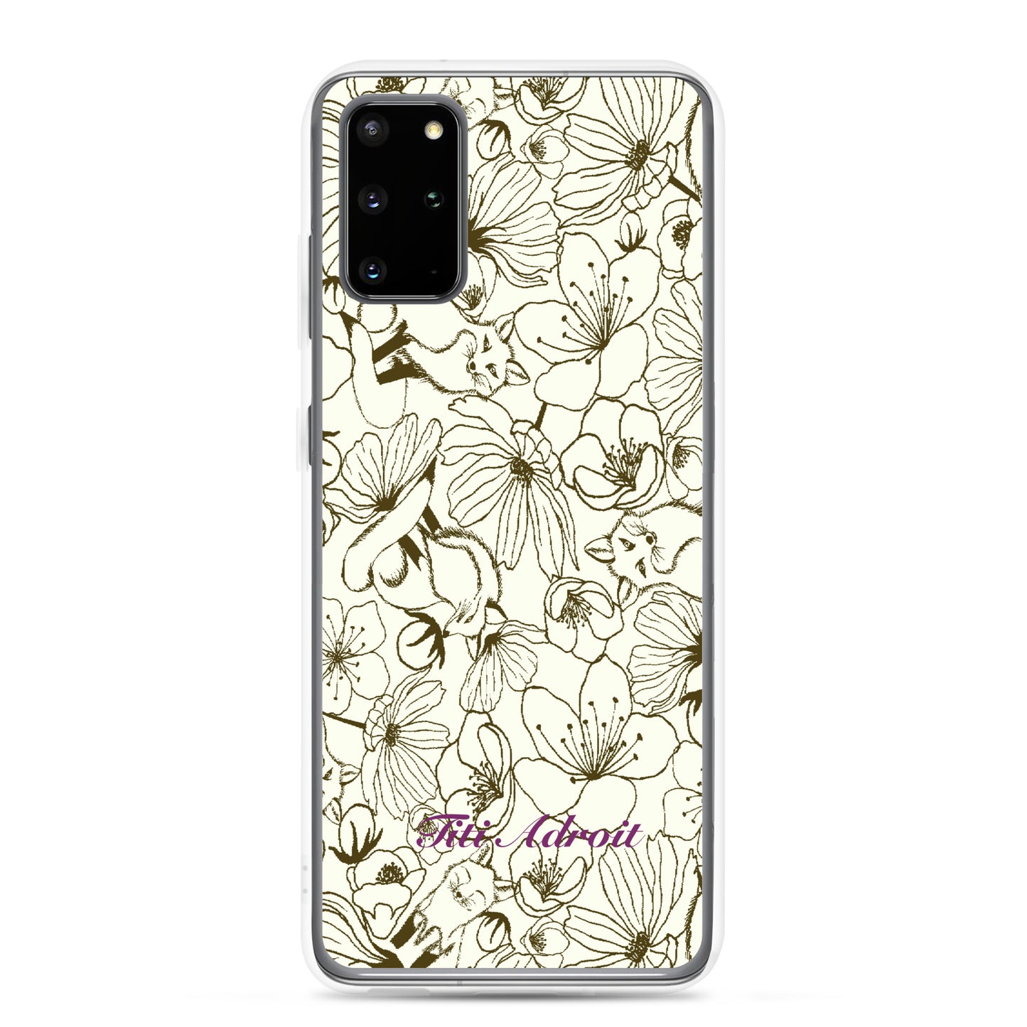 Fox_Flowers_Maohogany_Pearl_Clear_Phonecase_Samsung