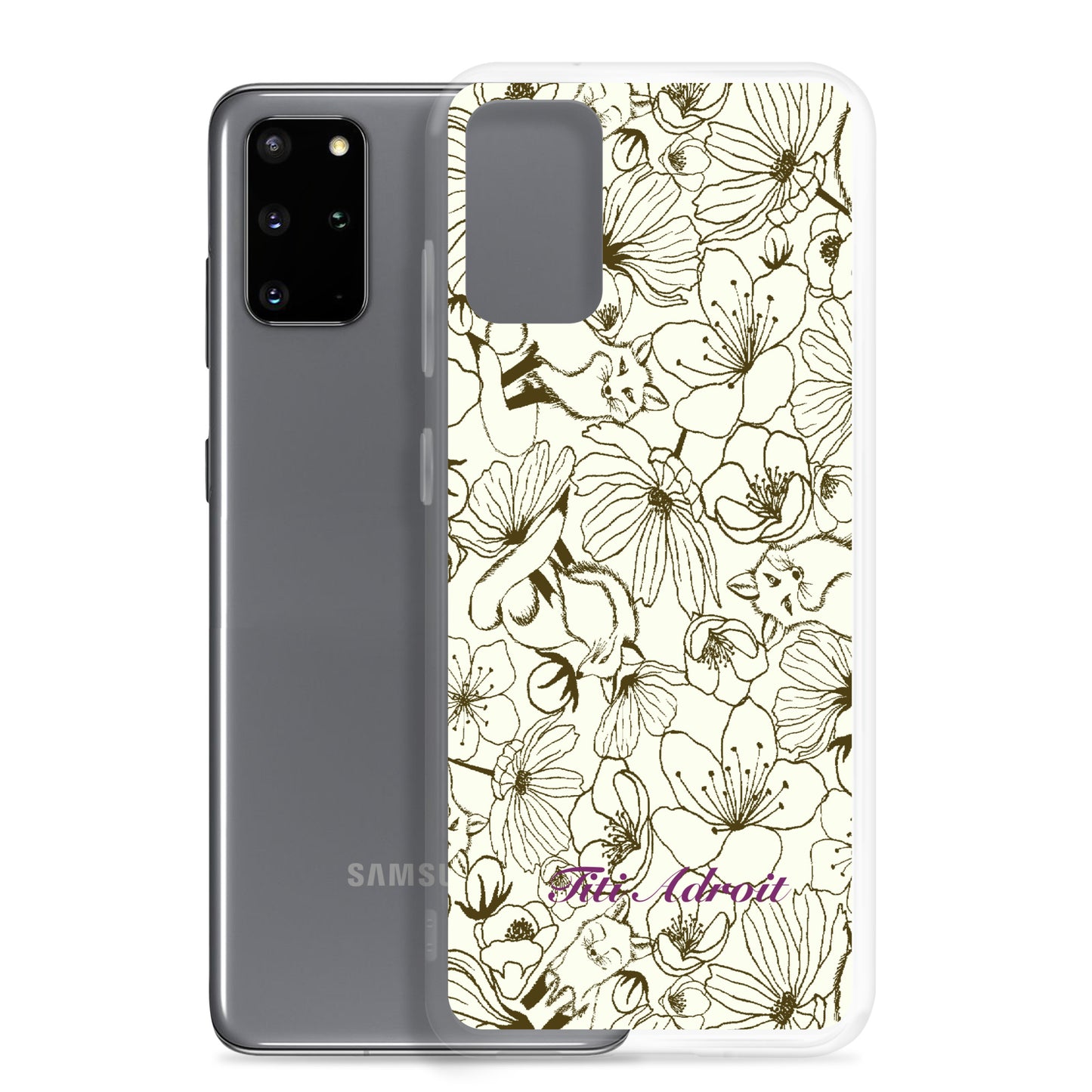 Fox_Flowers_Maohogany_Pearl_Clear_Phonecase_Samsung