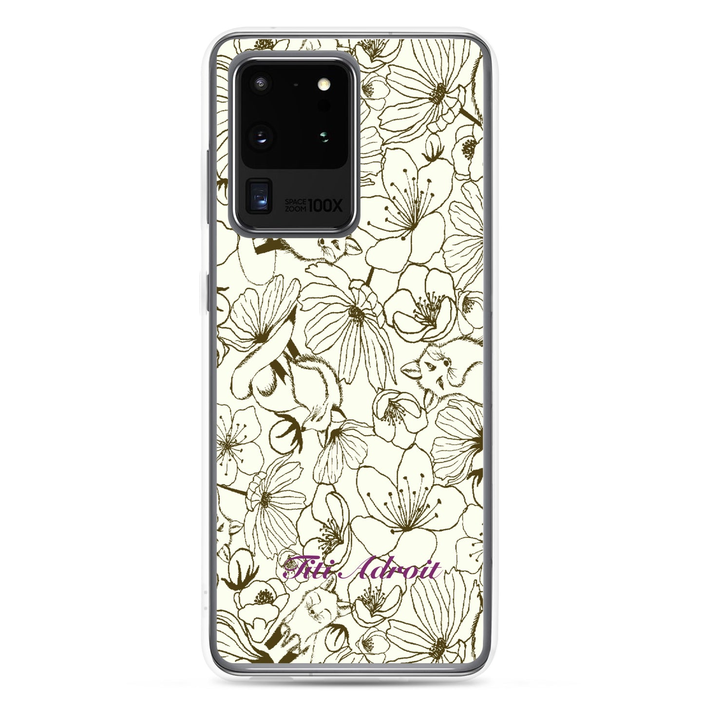 Fox_Flowers_Maohogany_Pearl_Clear_Phonecase_Samsung