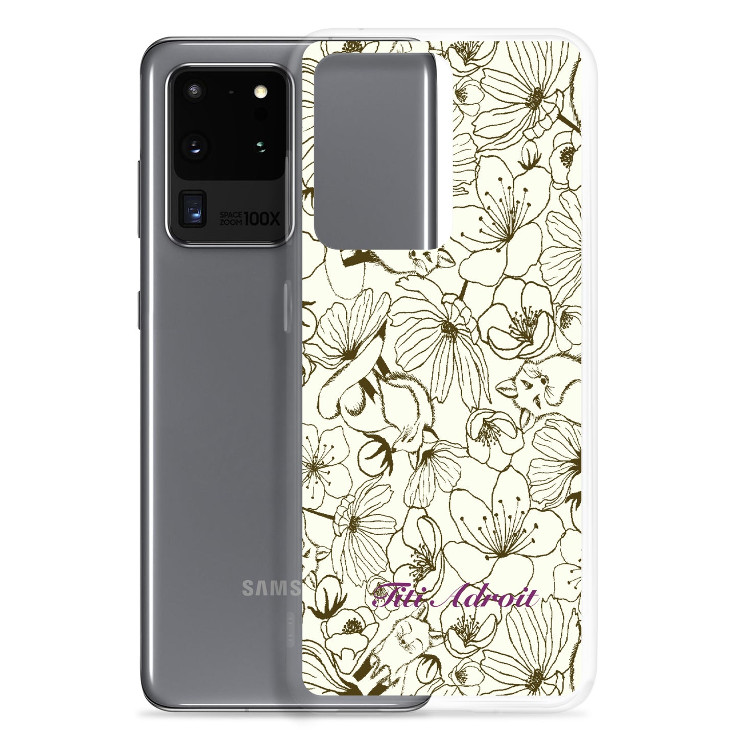 Fox_Flowers_Maohogany_Pearl_Clear_Phonecase_Samsung