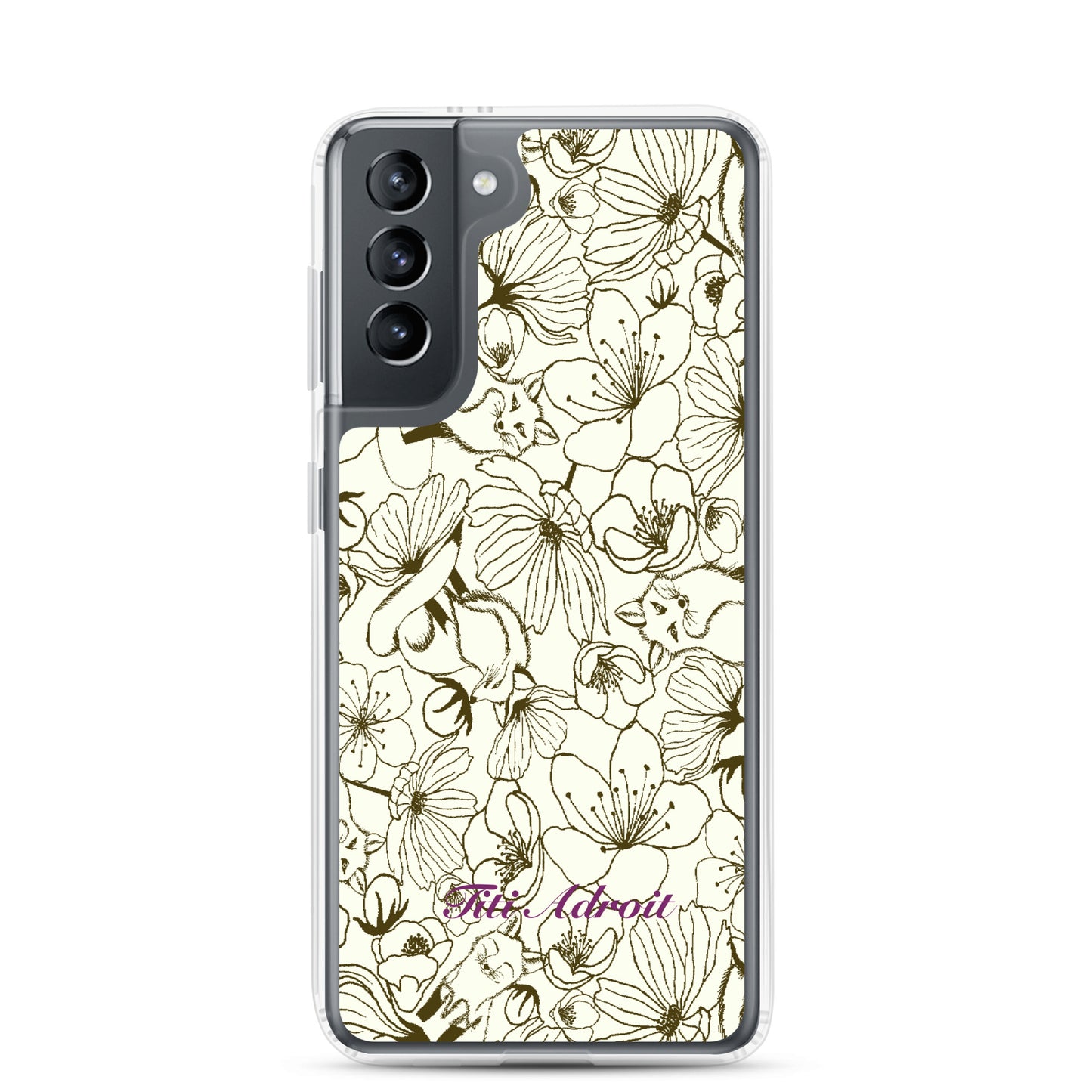 Fox_Flowers_Maohogany_Pearl_Clear_Phonecase_Samsung