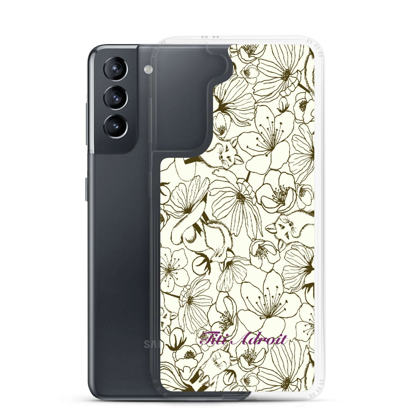 Fox_Flowers_Maohogany_Pearl_Clear_Phonecase_Samsung