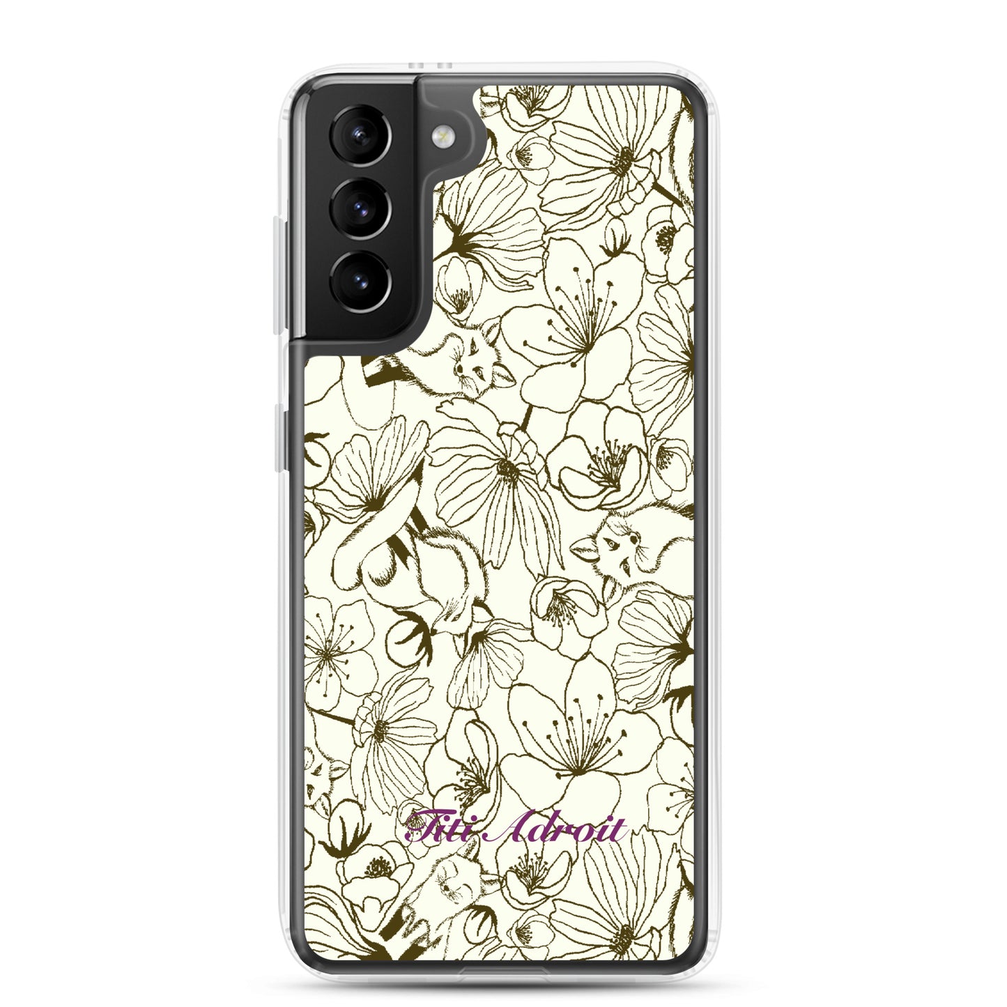 Fox_Flowers_Maohogany_Pearl_Clear_Phonecase_Samsung