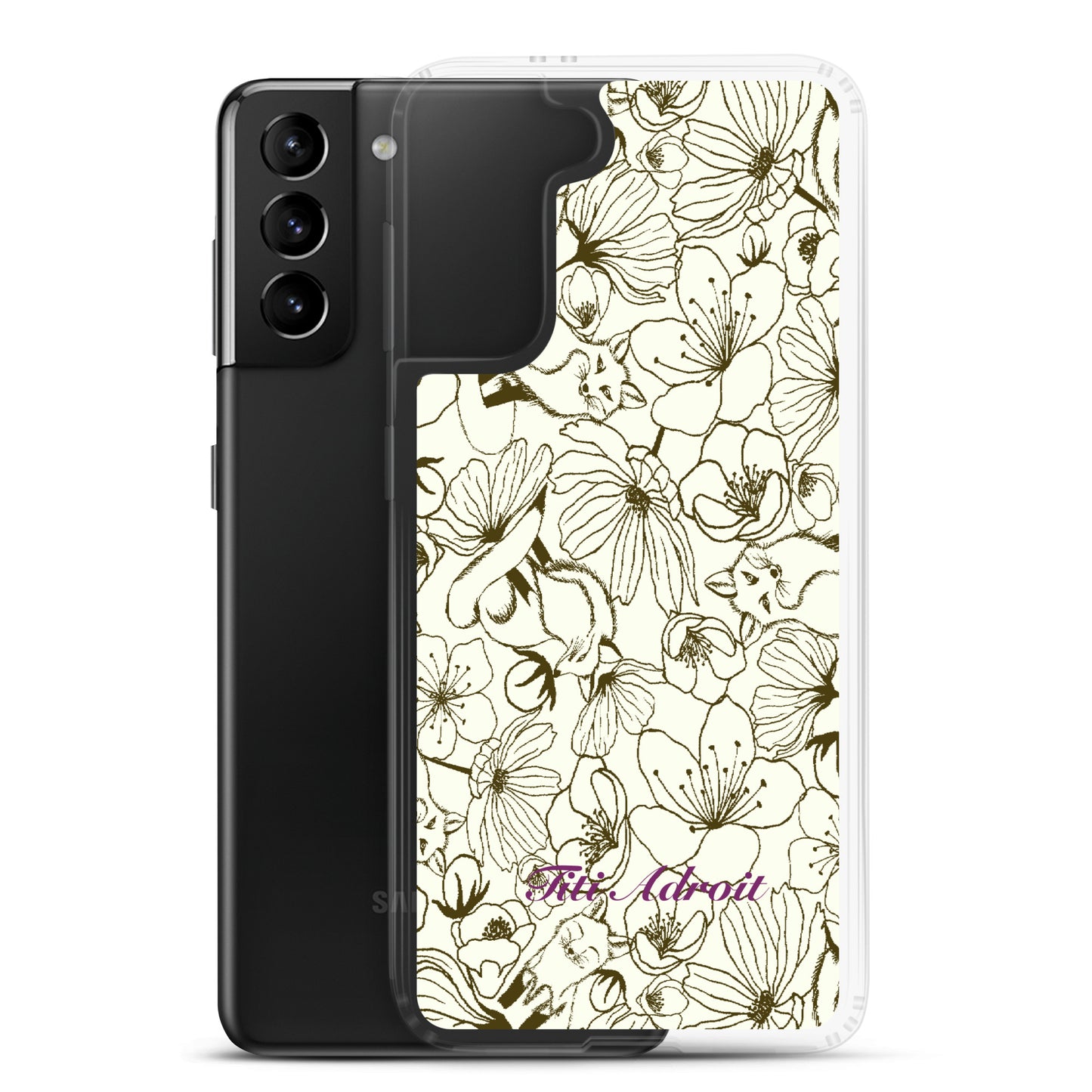 Fox_Flowers_Maohogany_Pearl_Clear_Phonecase_Samsung