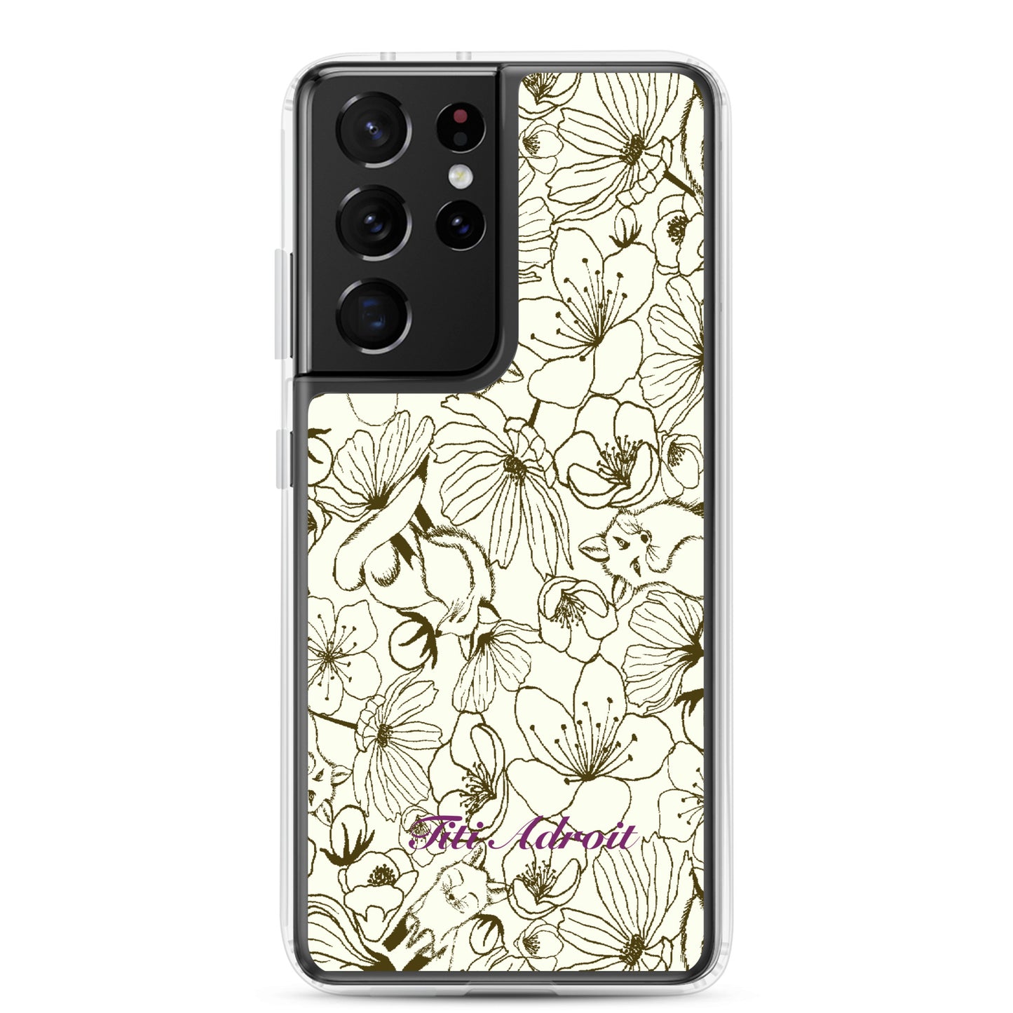 Fox_Flowers_Maohogany_Pearl_Clear_Phonecase_Samsung