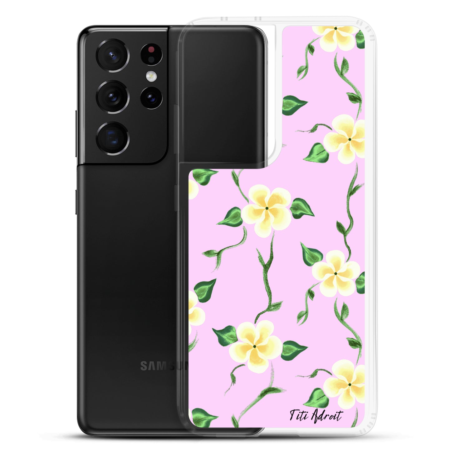 Pink_Banana_Flower_Clear_Phonecase_Samsung