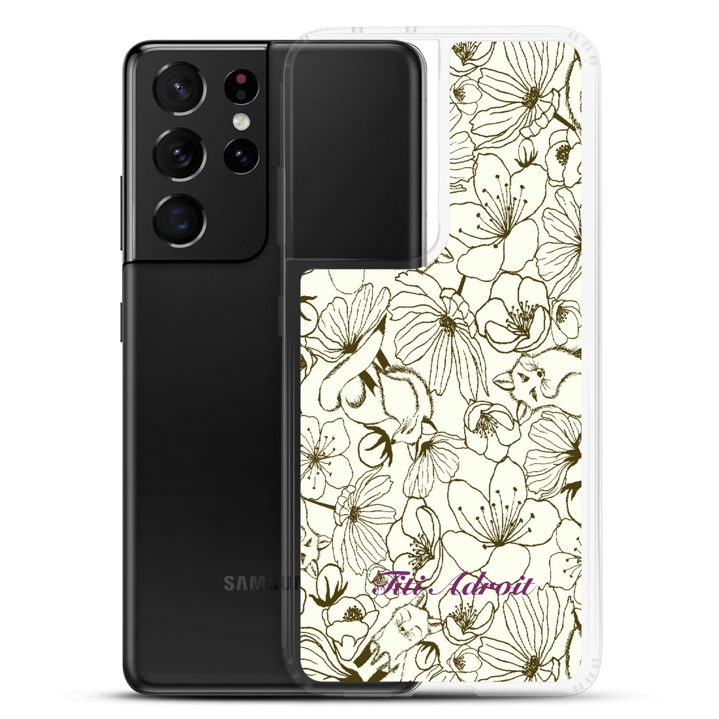 Fox_Flowers_Maohogany_Pearl_Clear_Phonecase_Samsung