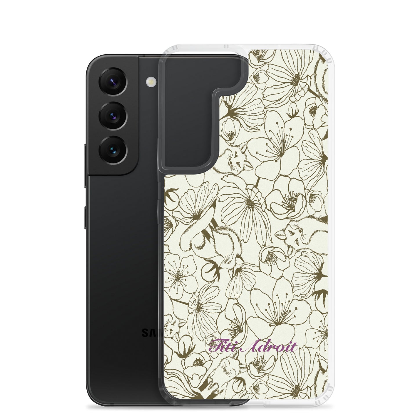 Fox_Flowers_Maohogany_Pearl_Clear_Phonecase_Samsung