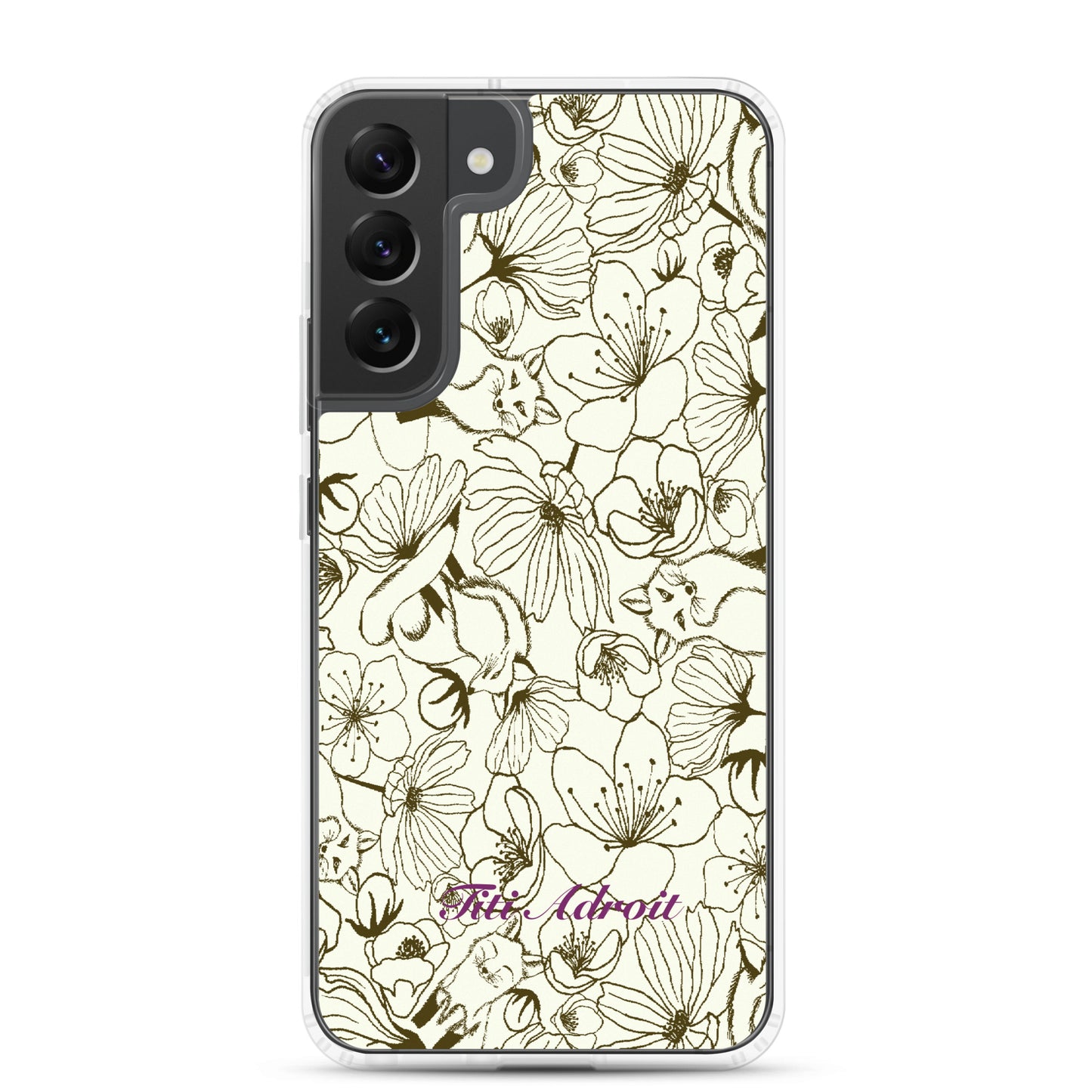 Fox_Flowers_Maohogany_Pearl_Clear_Phonecase_Samsung