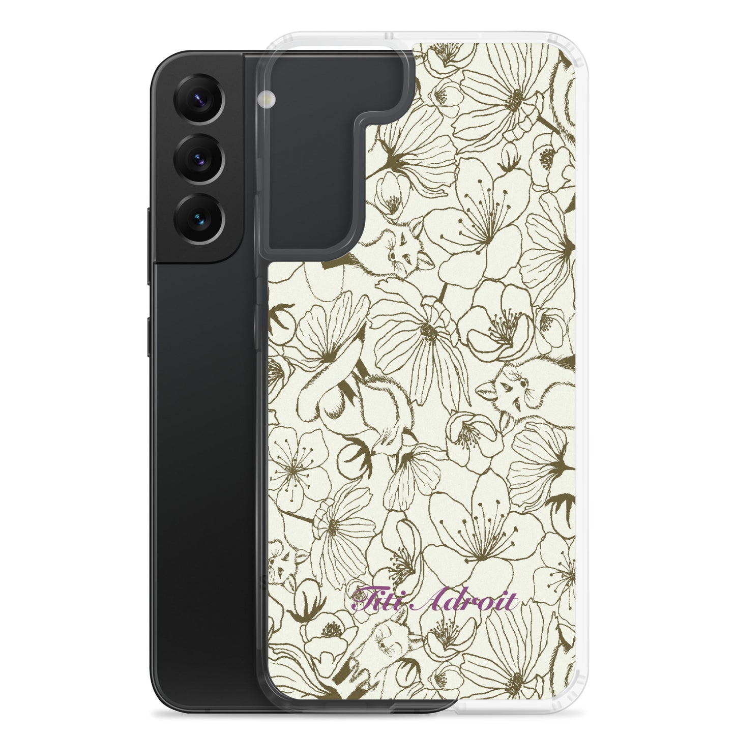 Fox_Flowers_Maohogany_Pearl_Clear_Phonecase_Samsung