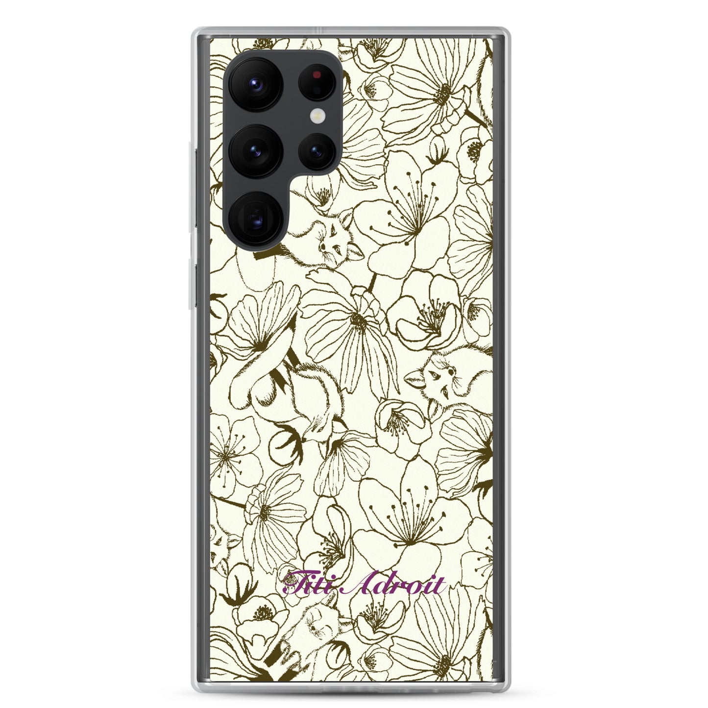 Fox_Flowers_Maohogany_Pearl_Clear_Phonecase_Samsung