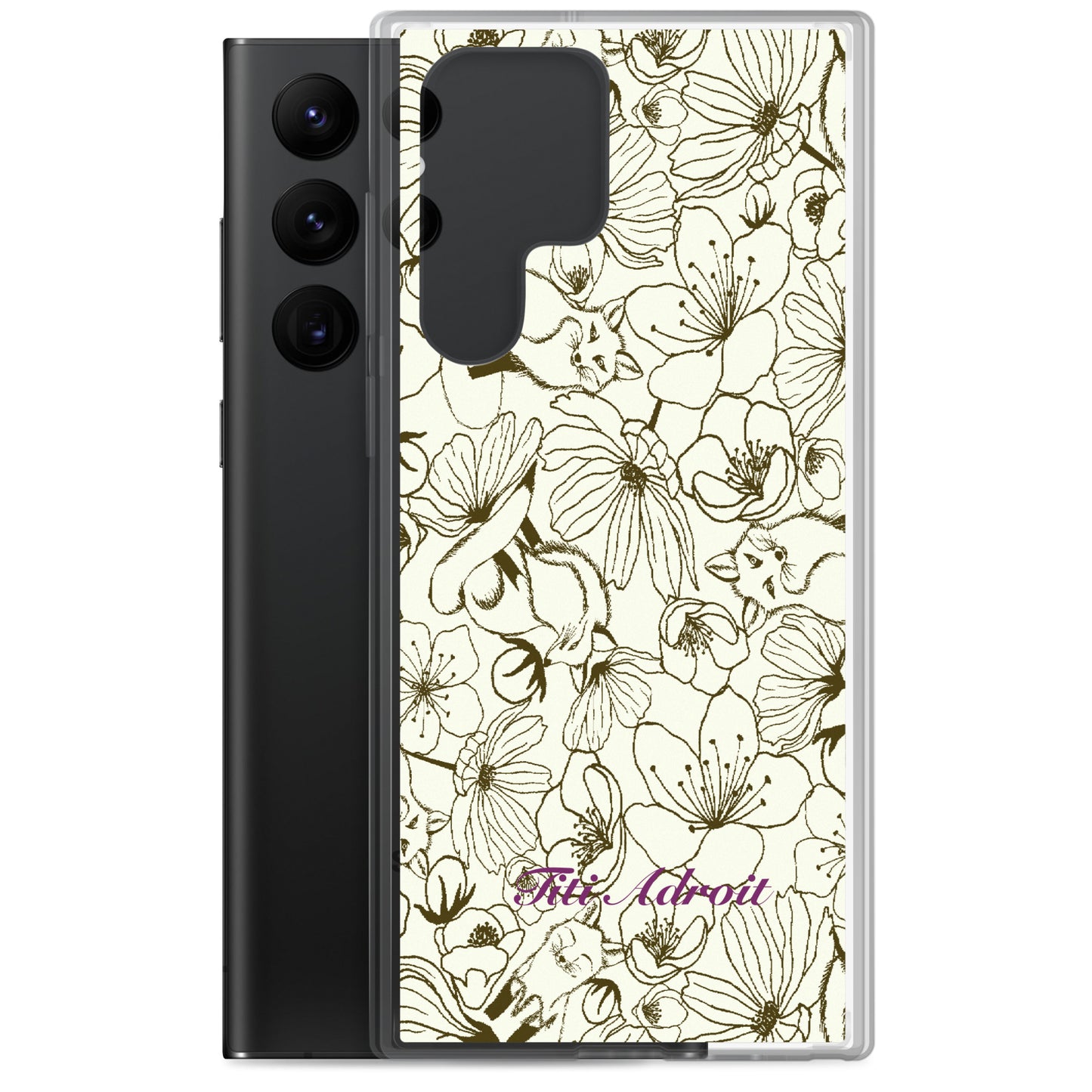 Fox_Flowers_Maohogany_Pearl_Clear_Phonecase_Samsung